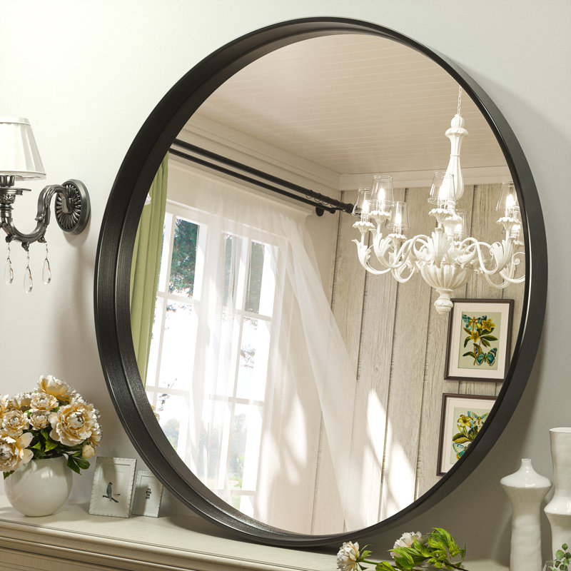 Ebern Designs Valancia Metal Frame Round Vanity Mirror,Wall Mounted